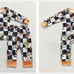 Boys Kids Halloween Cactus Cow Checked Sibling Zipper Romper Set Pajamas Clothes RTS