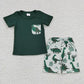 Promotion Baby Boy Green Pocket Shirt Dinosaur Shorts Summer Outfit