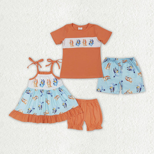 Baby Boy Girl Dogs Sibling Summer Shorts Outfit Clothes Set