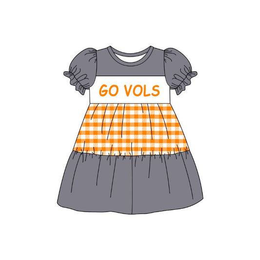Baby Girl Grey Short Sleeves Team Knee Length Dress Moq 5