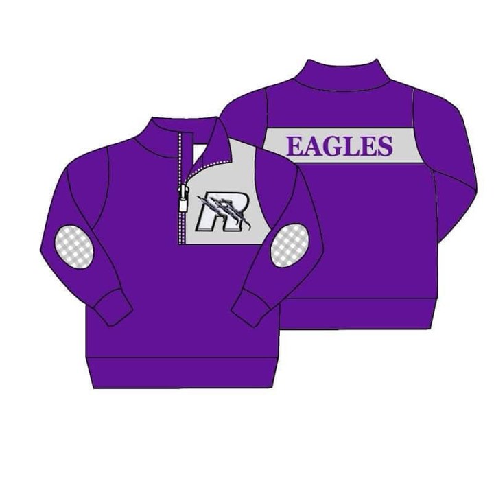 Baby Boy Long Sleeves Buttons Pullover Team Shirt Purple Tops