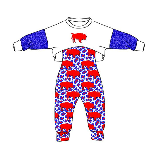 Baby Girl Long Sleeves White Tops Leopard Jumpsuit Team Fall Clothes Set