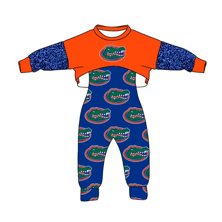 Baby Girl Football Team Gators Jumpsuit Set