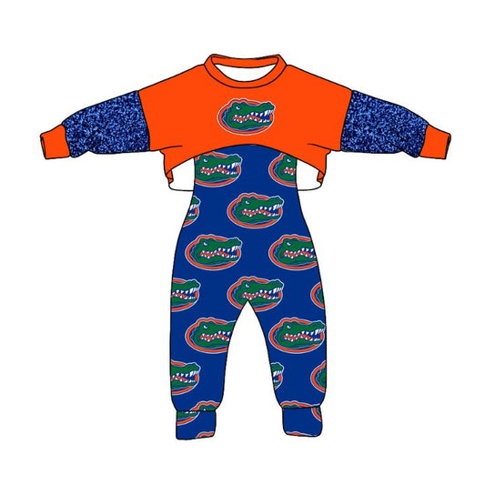 Baby Girl Football Team Gators Jumpsuit Set