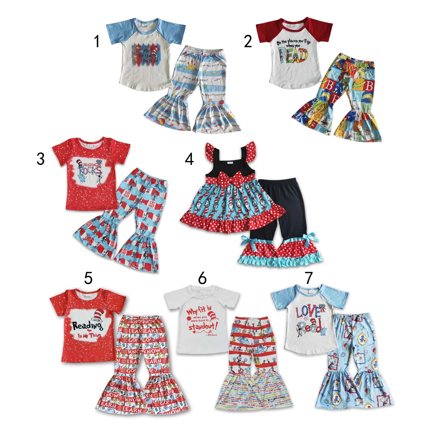 Promotion Baby Girl Short Sleeves Dr Reading Sibling Clothes Set