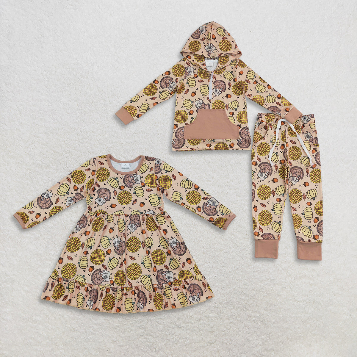 Sibling Baby Boys Kids Long Sleeves turkey Pumpkins Fall Set Dress Clothes RTS