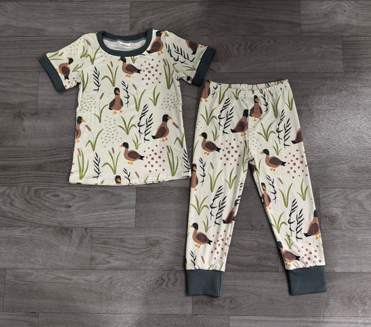 ( No moq ) Preorder Baby Boy Short Sleeves Ducks Shirt Pants Pajamas Clothes Set