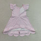 Baby Girls Kids Short Sleeves Pink Plaid Yoga Active Knee Length Dress RTS