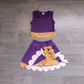 ( No moq ) Preorder Baby Girls Kids Purple Vest Plaid Bows Scallop Bows Skirt Shorts Yoga Active Set Clothes