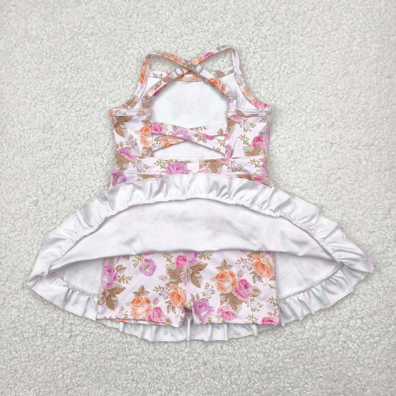 Colors ( 1-7 ) Sibling Baby Girl Straps Flower Bows Yoga Athletic Wear Dress Sibling Clothes RTS