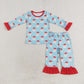 Baby Girl Christmas Santa Shirt Pants Pajamas Blue Set