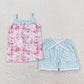 Baby Girl Sibling Sleeveless Tops Shorts Summer Floral Clothes Set