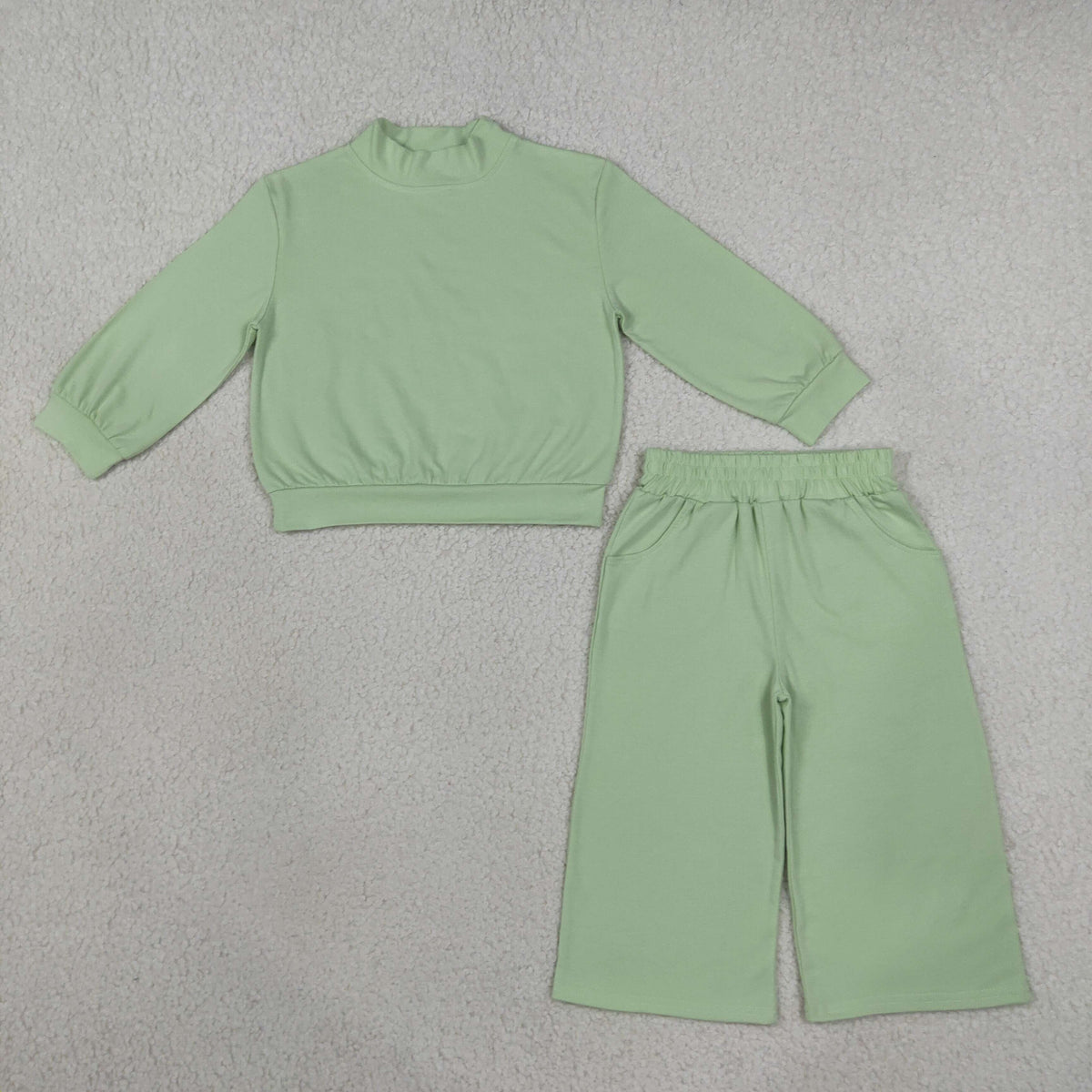 Baby Girl Kids Long Sleeves Green Shirt Pockets Pants Set Pajamas Clothes RTS