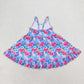 Baby Girl Sleeveless Summer Flower Straps Twirl Dress