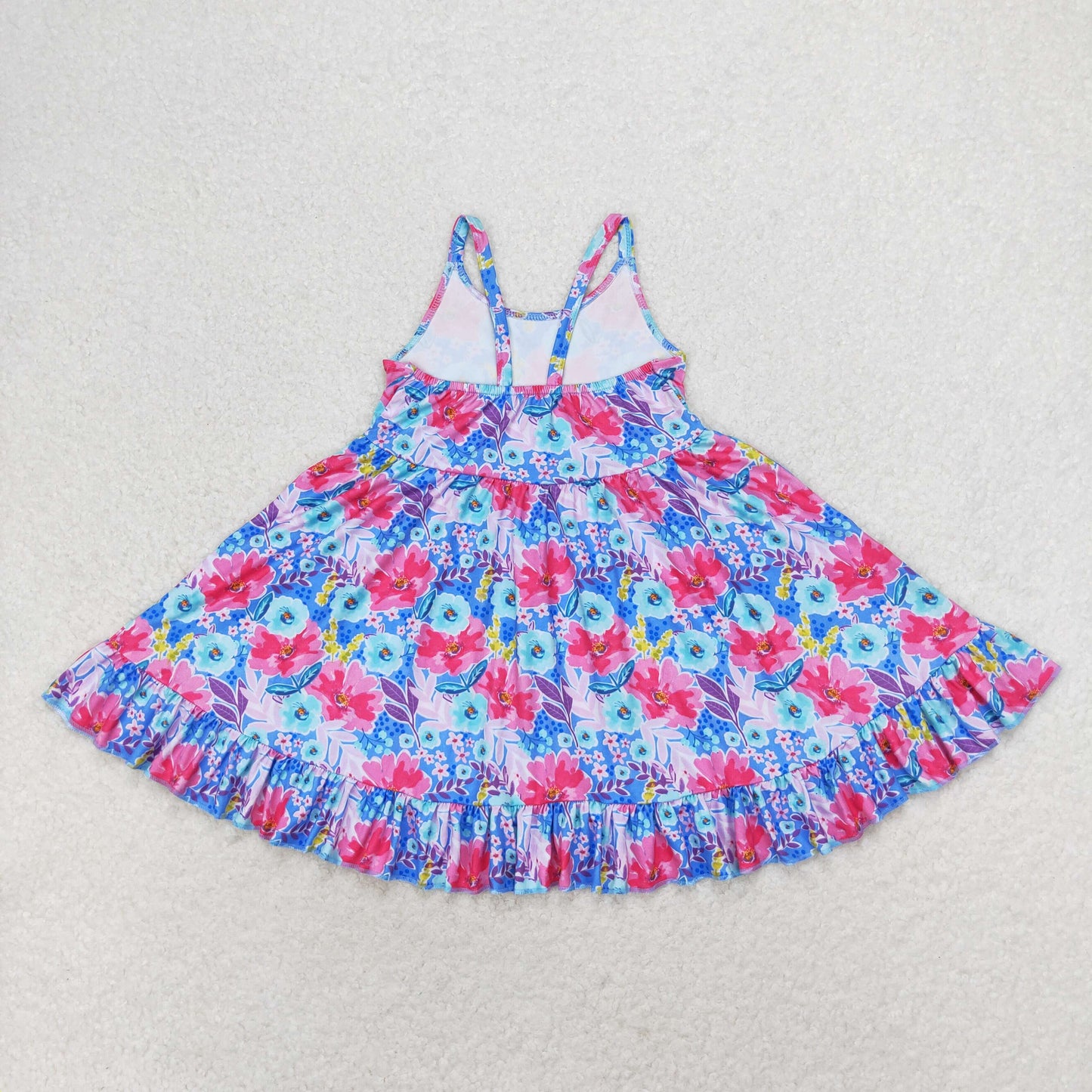 Baby Girl Sleeveless Summer Flower Straps Twirl Dress