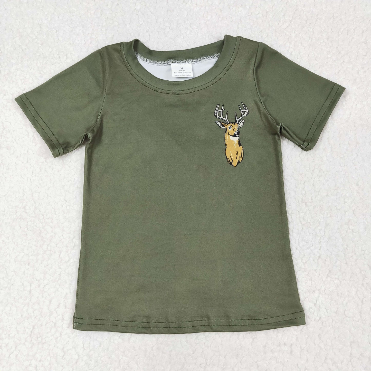 Baby Boy Short Sleeves Deer Camo Green Tee Shirt Tops RTS