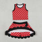 Baby Girls Kids Dots Red Shirt Scallop Skirt Shorts Yoga Active Set Clothes RTS