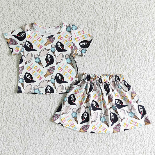 Promotion Baby Girl Halloween Ghosts Skirt Outfit RTS