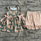 Baby Girl Toddler Dogs Bows Tunic Plaid Ruffle Shorts Set RTS