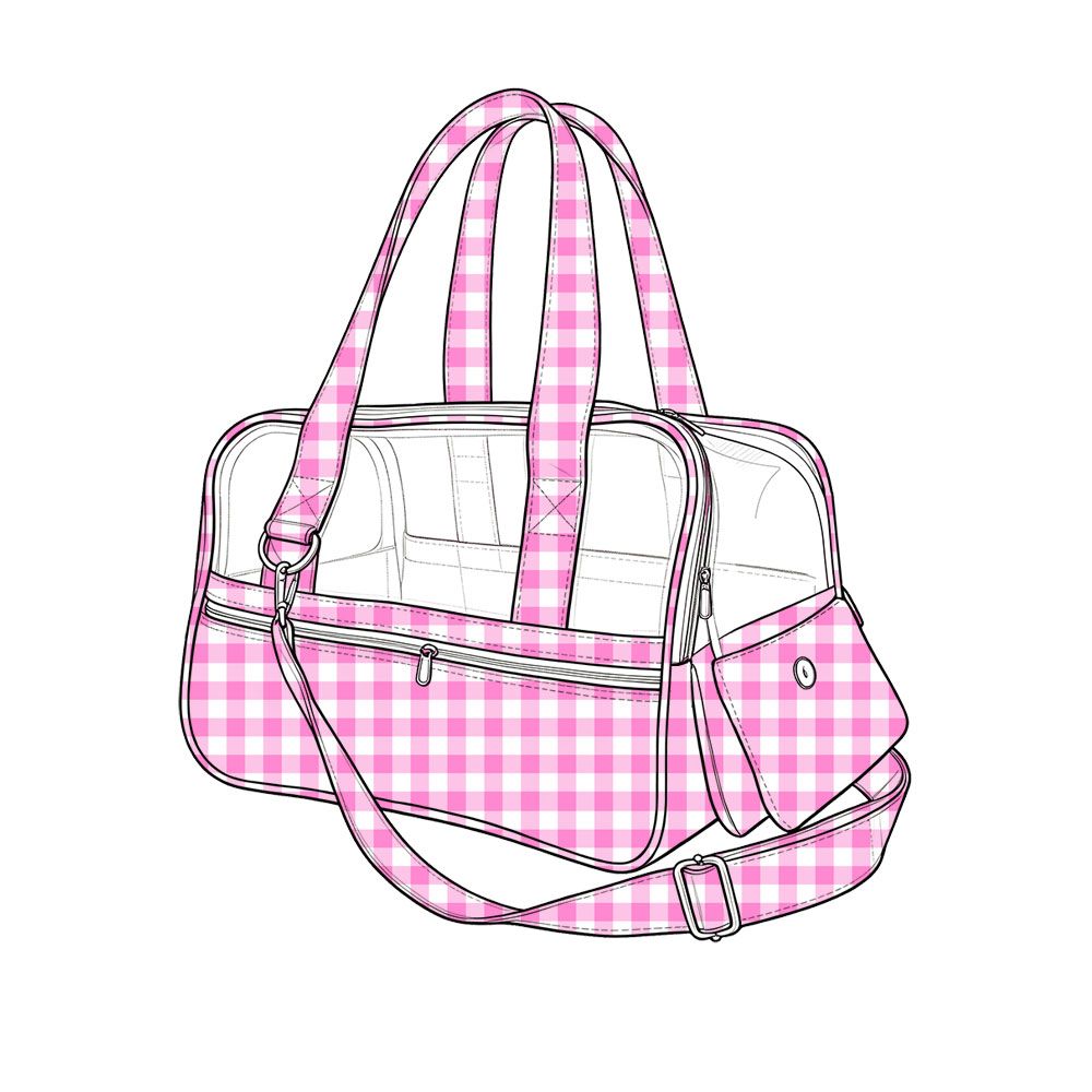 ( Moq 5 ) Preorder Pink Plaid Pet Carrier Travel Bag