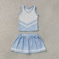 Baby Girls Kids Sleeveless Tops Light Blue Skirt Shorts Yoga Team Set RTS