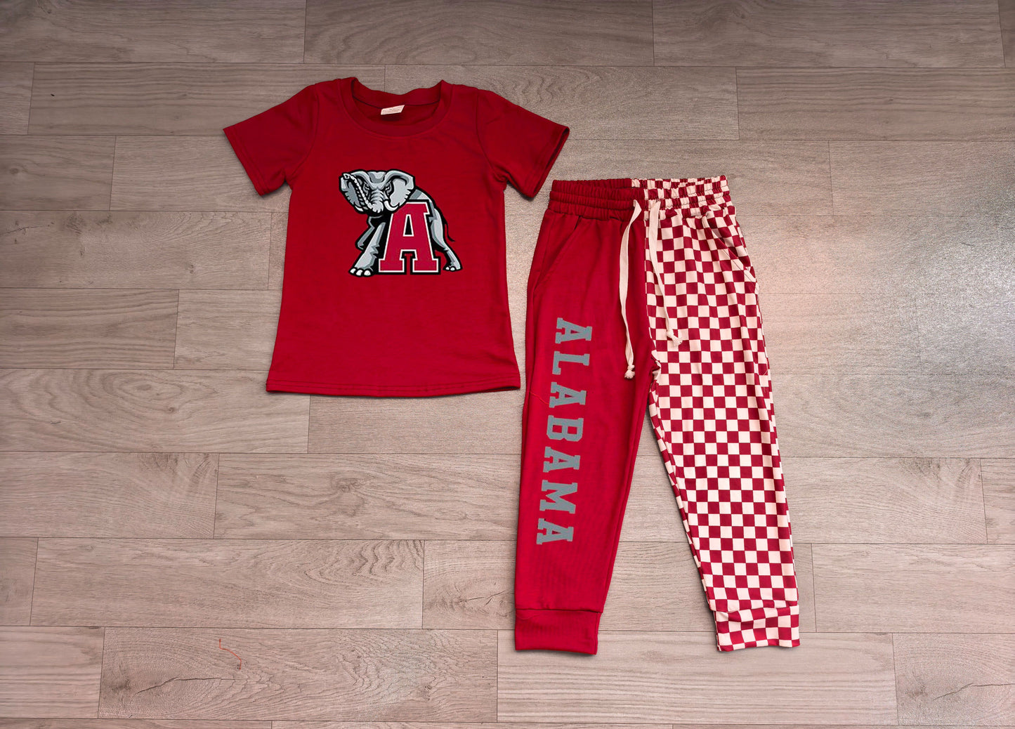 ( No moq ) Preorder Baby Boys Kids Short Sleeves Elephant Shirt Checked Pockets Pants Team Set Clothes