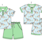 ( Moq 5 Each Style ) Sibling Baby Boys Kids Short Sleeves Horse Shirts Shorts Green Sets Summer Clothes