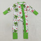 Baby Girl Infant Long Sleeves Red Green Bows Candy Christmas Zipper Romper RTS