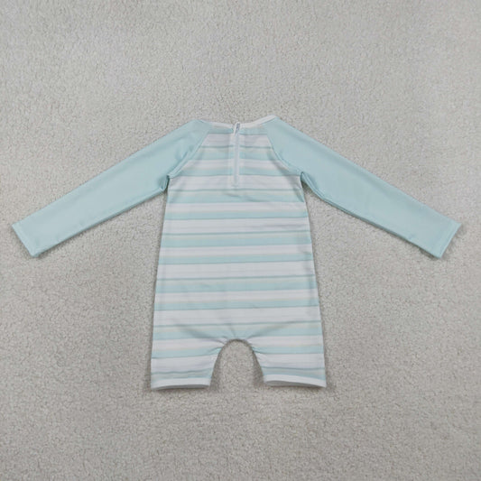 Baby Boys Kids Long Sleeves Stripes Zipper One-piece Swimsuit RTS