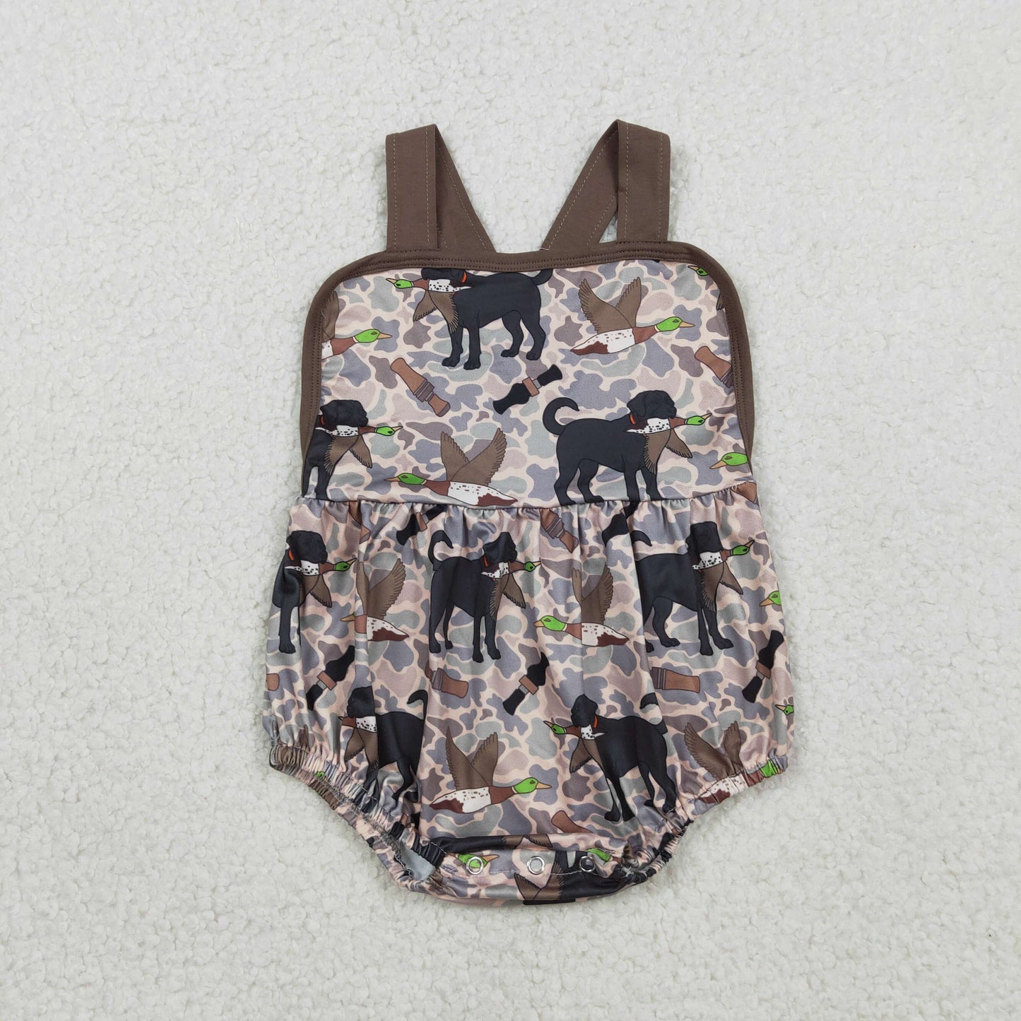 Baby Boys Infant Sleeveless Ducks Dogs Camo Hunting Bubble Romper RTS