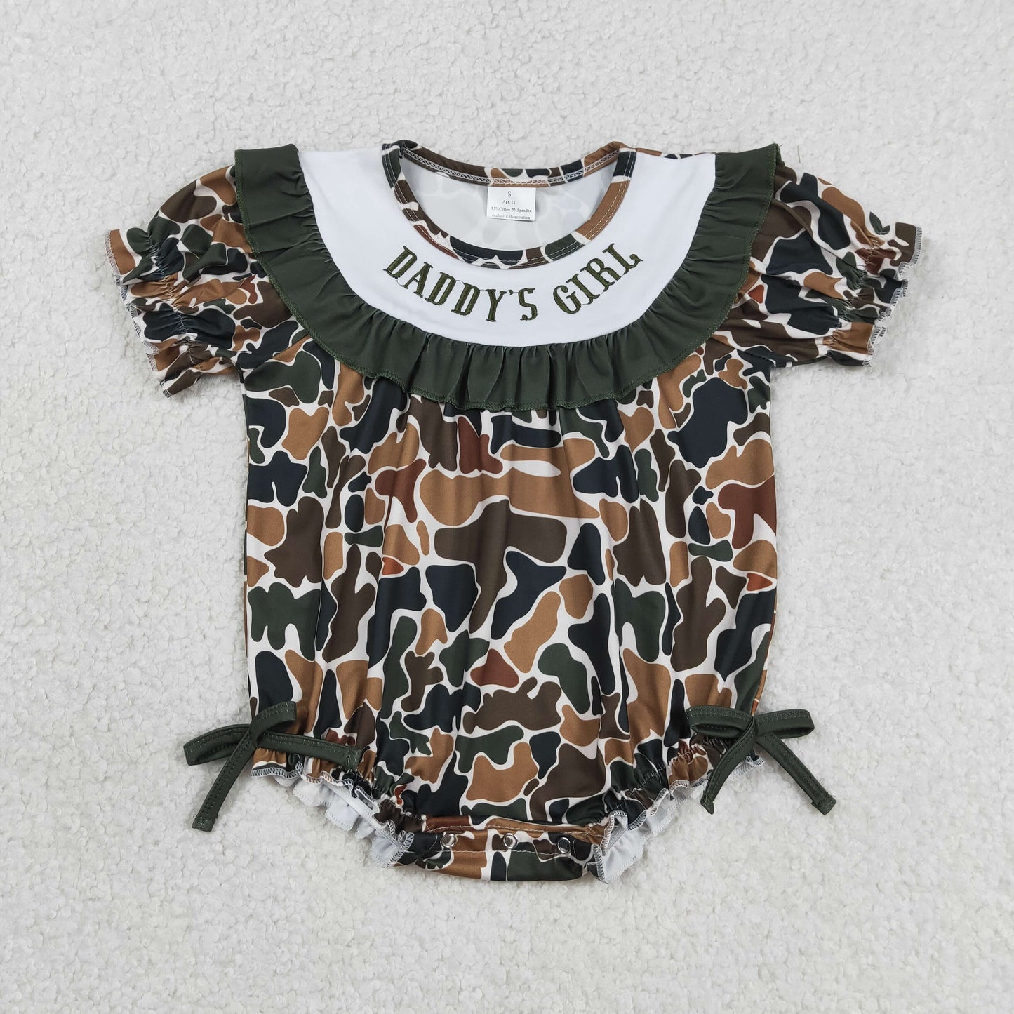 Sibling Baby Girls Kids Short Sleeves Embroidery Daddy's Girl Bubble Rompers Clothes RTS