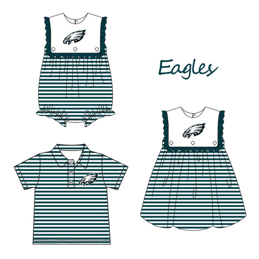 Baby Boy Girl Team Football Green Sibling Romper Dress Clothes ( Moq 5 )