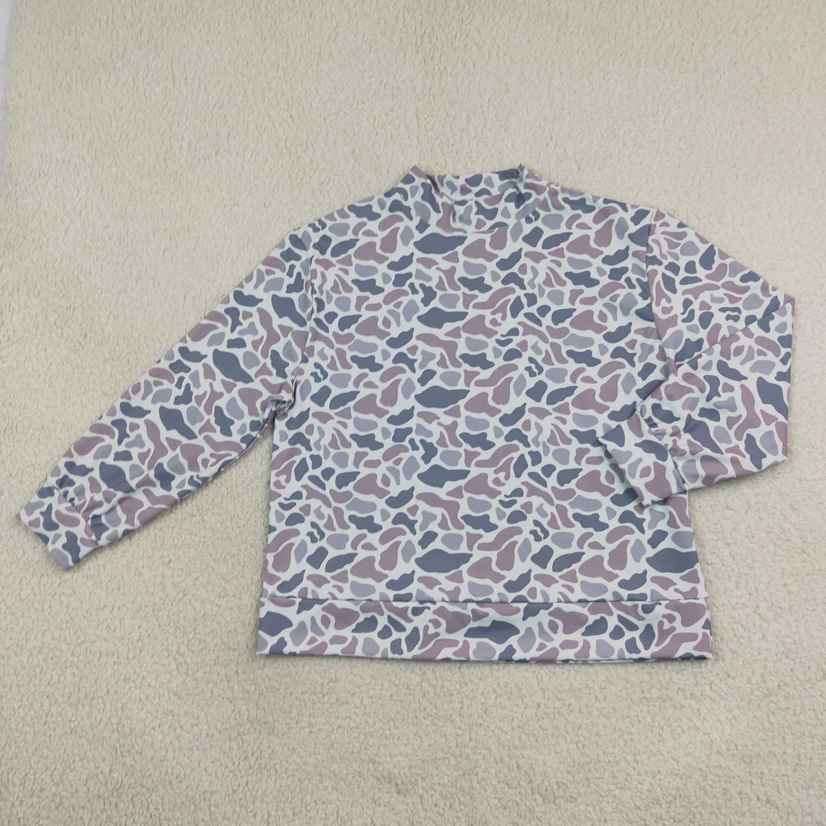 Adult Women Long Sleeves Shirt Tops Grey Camo Pullover Yoga Active Clothes RTS