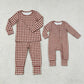Sibling Baby Boys Kids Long Sleeves Plaid Zipper Footie Romper Pajamas Set Clothes RTS