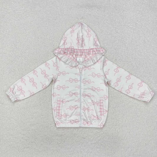 Baby Girl Long Sleeves Pink Bows Hoodie Zipper Shirt Tops