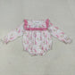 Baby Girl Long Sleeves Pink Santa Bubble Christmas Romper RTS