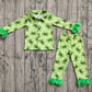 Baby Girl Fur Long Sleeves Bows Green Plaid Buttons Shirt Pants Christmas Pajamas Clothes Set RTS