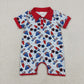 Sibling Baby Boys Kids Popsicle Hats 4th of July Buttons Shirt Romper Blue Clothes RTS