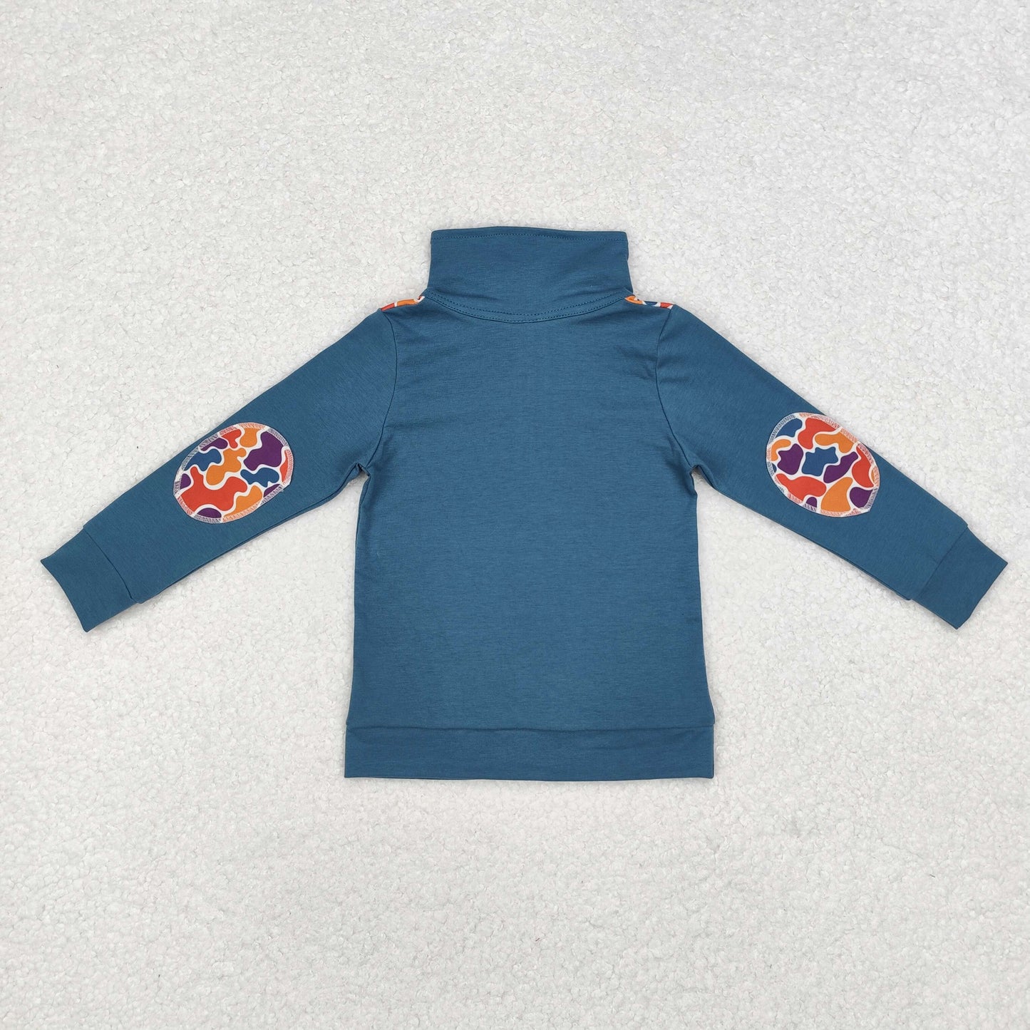 Baby Boy Long Sleeves Orange Navy Camo Zipper Pullover Tops