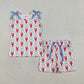 Sibling Baby Girls Toddler Sleeveless Crayfish Bows 4th of July Dress Set Clothes RTS
