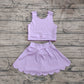 Baby Girl Light Purple Straps Vest Tops Shorts Skort Yoga Active Wear Clothes Set RTS