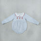 Sibling Baby Girls Kids Embroidery Santa Blue Stripes Christmas Romper Dress Clothes RTS