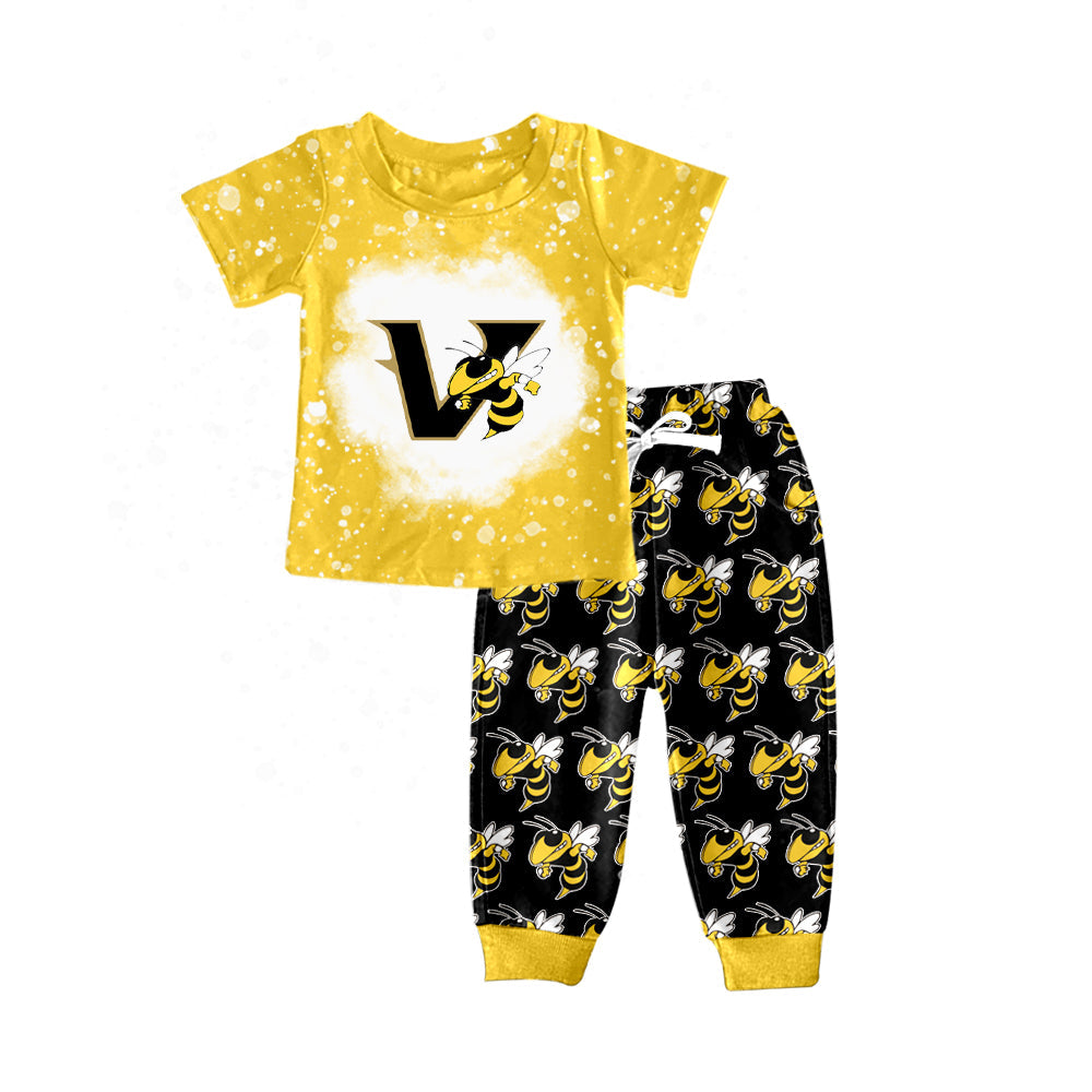 Baby Boy Yellow Team Tee Shirt Top Pants Set