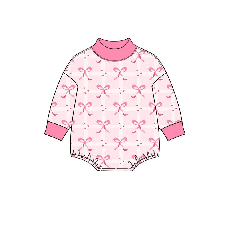 ( Moq 5 ) Preorder Baby Girls Infant Pink Bows Hearts Valentine Bubble Romper Clothes