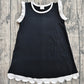 Baby Girls Kids Sleeveless White Scallop Knee Length Dress Black Clothes RTS