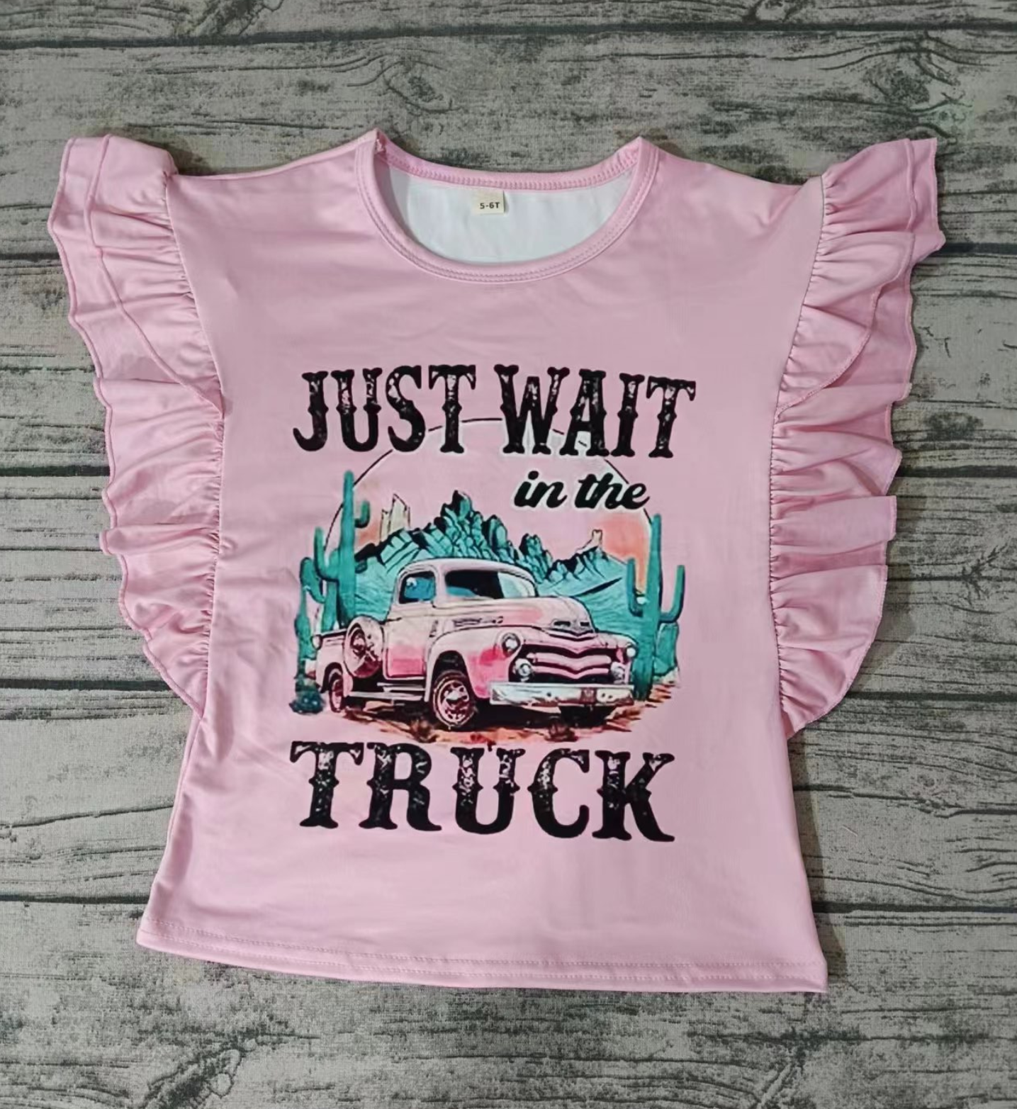 Moq 5 Pre-order Baby Girl Short Sleeves Truck Pink Shirt Tops