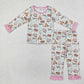 Baby Girl Long Sleeves Fall Cookies Cars Shirt Pants Pajamas Outfit Bamboo Set