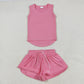 Baby Girl Sleeveless Tops Pink Shorts Skirt Skort Yoga Active Set RTS
