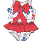 ( Moq 5 Each Style ) Sibling Baby Girls Kids Football Bows Tops Ruffle Shorts Sets 4th of July Swimsuits