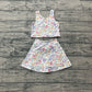 Baby Girls Kids Flower Tops Skirt Shorts Yoga Summer Set RTS